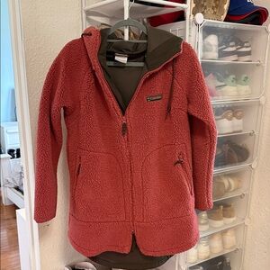 Columbia Rose-Red Sherpa Hooded Zip Jacket